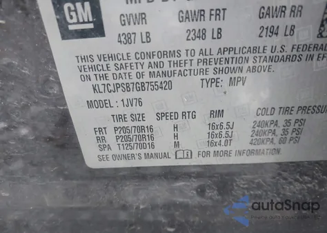 2016 Chevrolet Trax Lt from USA, damaged, VIN KL7CJPSB7GB755420